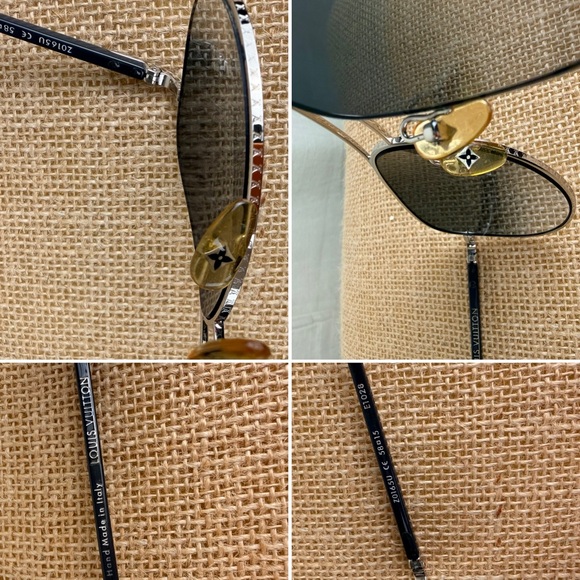 Auth Louis Vuitton Silver Gray Pilot LV MONOGRAM Aviator Sunglasses - Picture 10 of 10